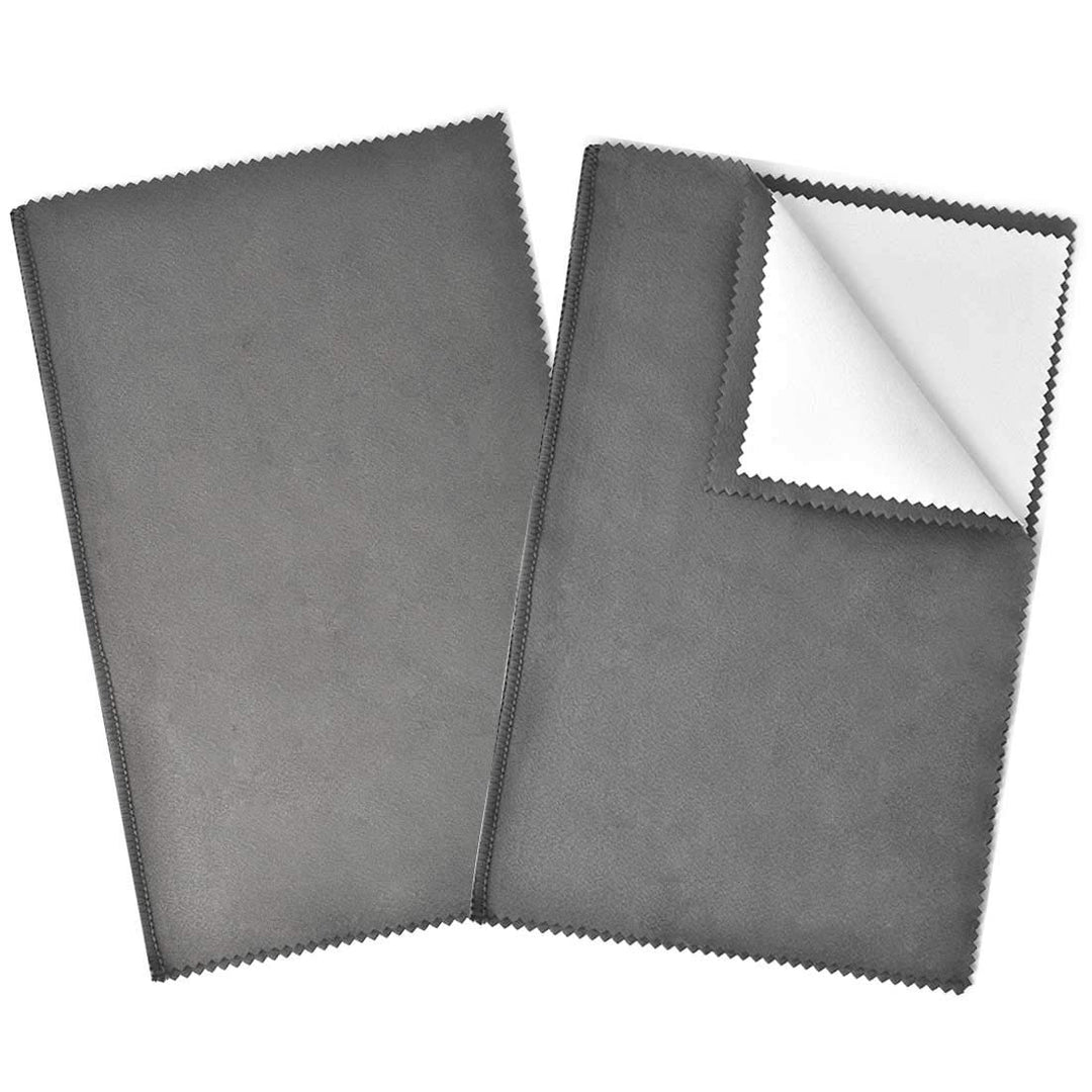 2pcs Jewelry Polishing Cleaning Cloth Large 10&#39;&#39; x 12&#39;&#39; for Sterling Silver Jewelry Gold, Diamond, Platinum, Precious Stones, Coins (Gray)