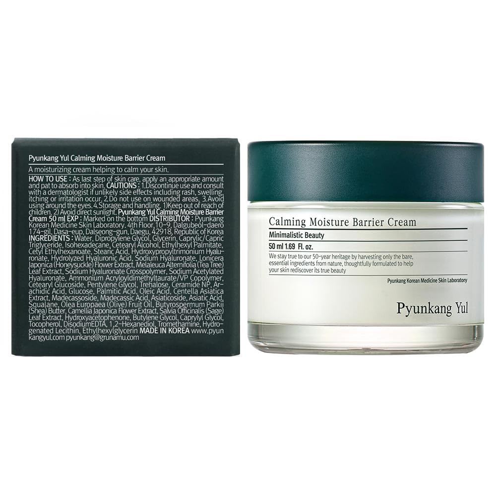 [PKY] Calming Moisture Barrier Cream Instantly Soothes Sensitive Skin, Hyaluronic Acid & Ceramide for Hydration, Vegan, Korean Skincare (1.69 Fl. Oz, 50ml)