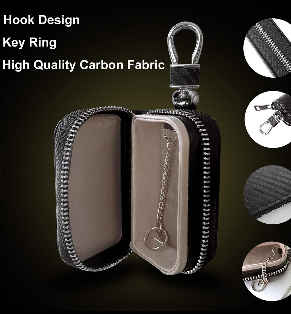 Faraday Bags for Key Fob - RFID Blocking Faraday Key Fob Protector Faraday Box | Portable Key Fob Signal Blocker RFID Key Fob Protector, RFID Blocking Pouch Upgraded Faraday Bag, Carbon Fiber Black