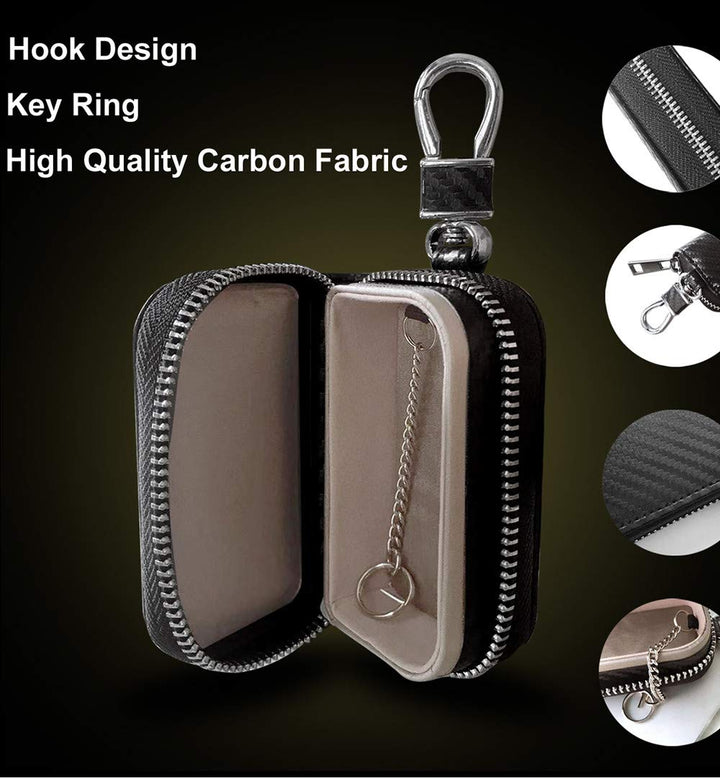 Faraday Bags for Key Fob - RFID Blocking Faraday Key Fob Protector Faraday Box | Portable Key Fob Signal Blocker RFID Key Fob Protector, RFID Blocking Pouch Upgraded Faraday Bag, Carbon Fiber Black