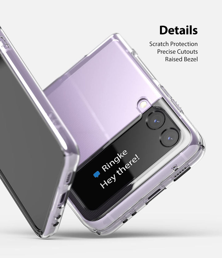 Slim Case Compatible with Samsung Galaxy Z Flip 3, Premium Thin Transparent Hard PC with Non-Slip Grip Protective Phone Cover for Z Flip3 5G (2021) - Clear