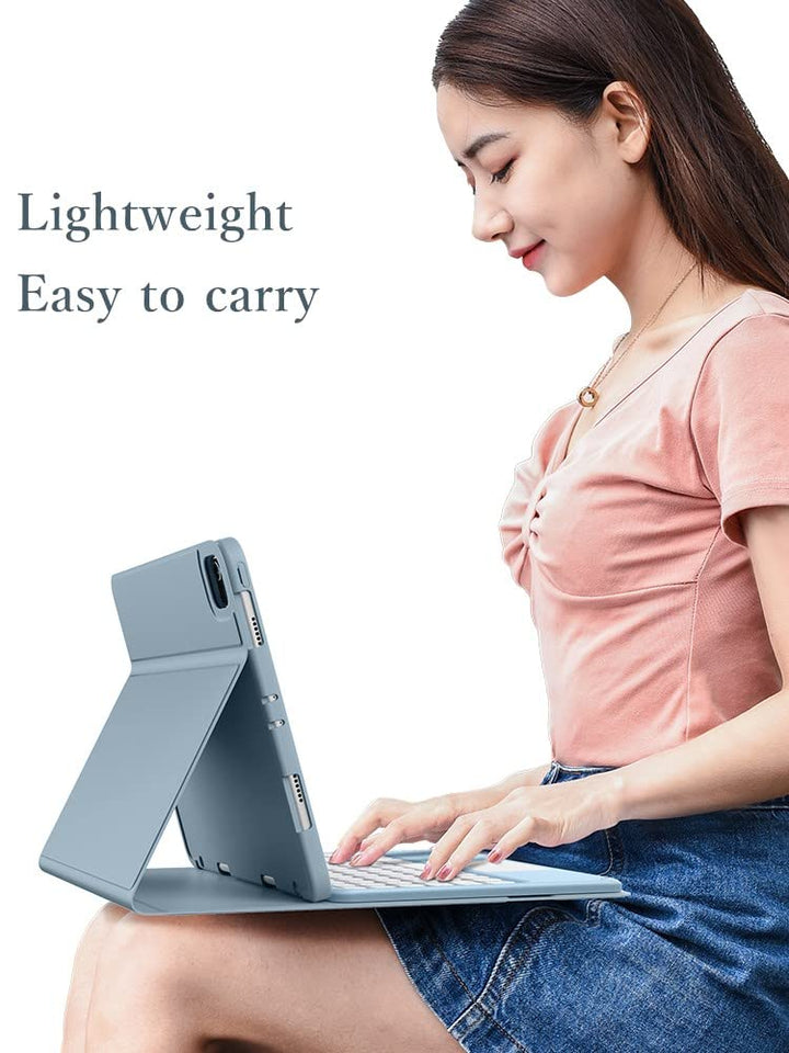 Keyboard Case for iPad Air 11 inch (M2)/ iPad Air 5th 4th Generation 10.9 inch Touchpad Detachable Round Key Keyboard Slim Folio Smart Cover for iPad Air 5 2022 Air 4 2020 (MintGreen)