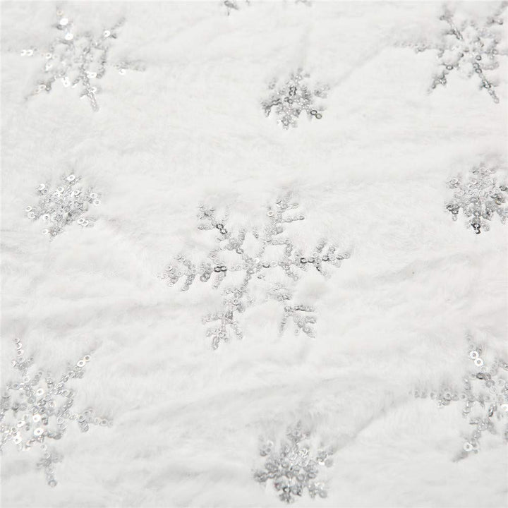 Christmas Sequin Tree Skirt 36in,White Soft Thick with 