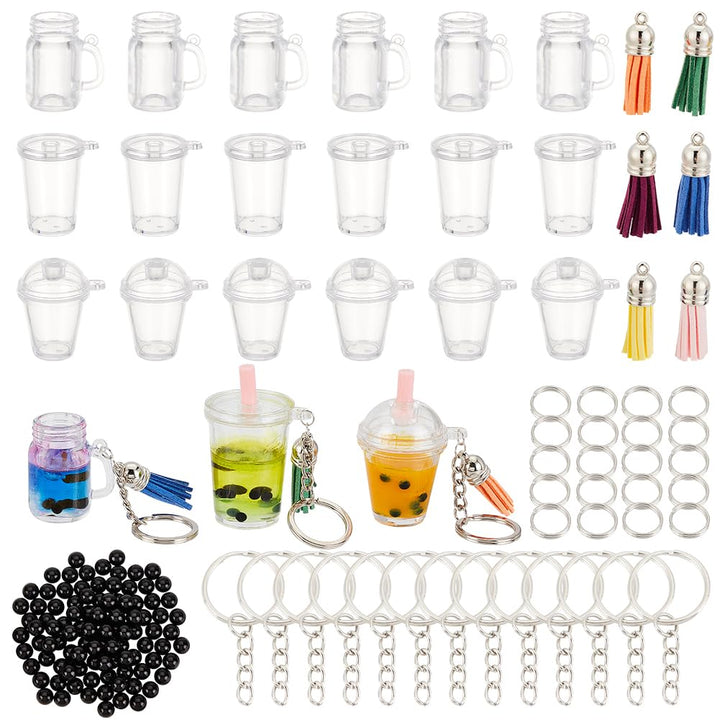OLYCRAFT 218pcs Mini Cup Keychain Kit NO-Glue Bubble Te