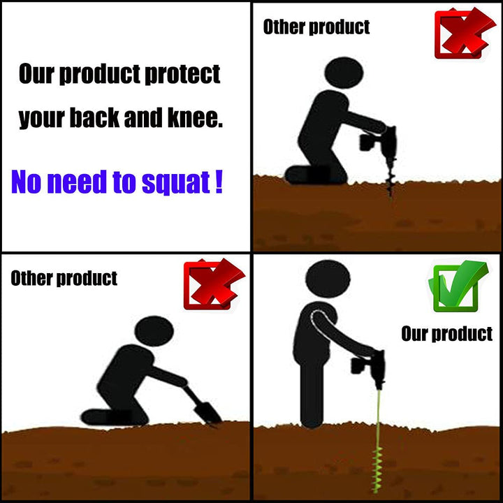 32 x 2 Upgraded Elongated Auger Drill Bit- No Need to Squat Post Hole Digger,100% Solid Barrel Extended Length Intensive Blades Heavy Duty Green Auger Drill Bit for Planting for 3/8 Hex Drive Drill
