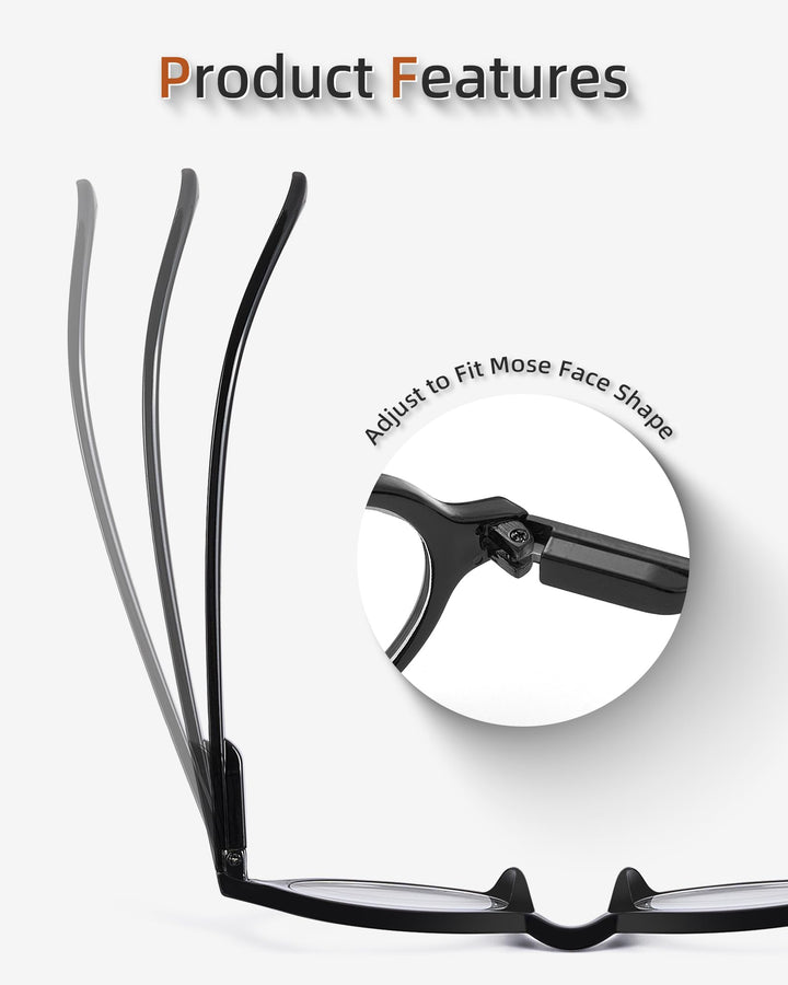 JM Set of 4 Retro Round Reading Glasses Spring Hinge Re