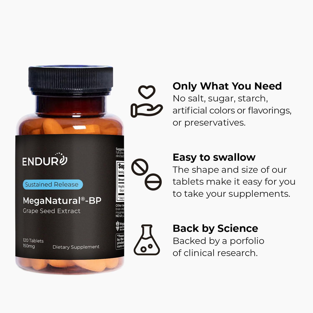 MegaNatural BP, Grape Seed Extract Supplements with Sustained-release California Grape Seed Extract Herbal Supplements for Optimized Absorption &amp; Supports Energy, 150 mg, 120 Tablets