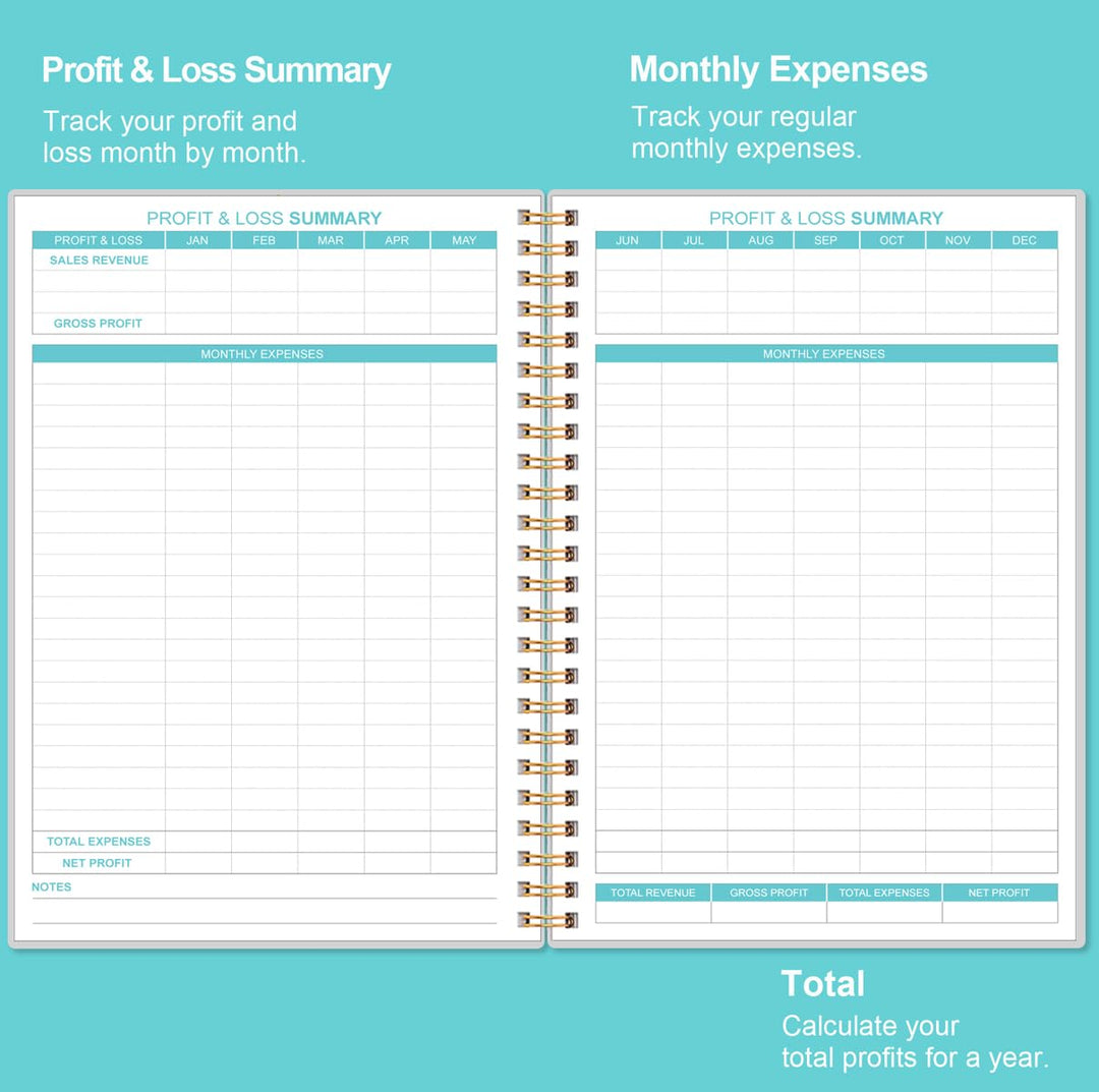 Income &amp; Expense Log Book - Income and Expense Ledger Book for Small Business, 60 Sheets(120 Pages) Accounting Bookkeeping Tracking Ledger Log Book for Woman and Man, 5.8 x 8.5,Teal