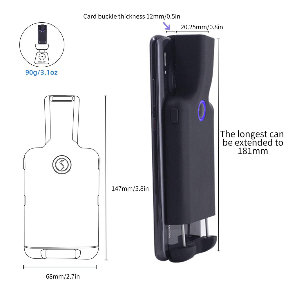 Symcode Bluetooth 2D Barcode Scanner 1D 2D QR Wireless Portable Back Clip Barcode Reader Scanner for Smartphone iPhone iOS Android