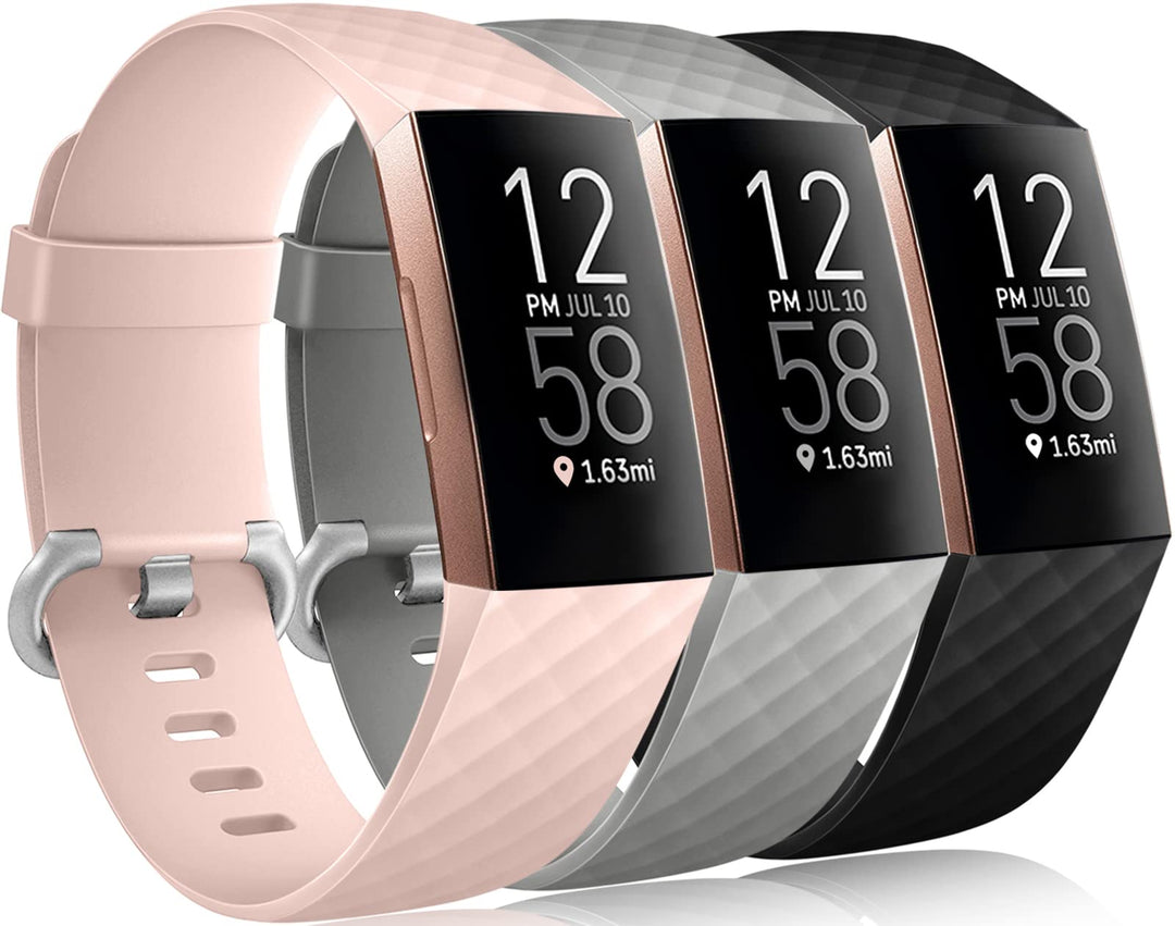 Bands Compatible with Fitbit Charge 4 Bands for Women Men, Compatible with Fitbit Charge 3 Bands, Compatible with Fitbit Charge 3 SE, Pink Sand, Slate Gray, Black, Small