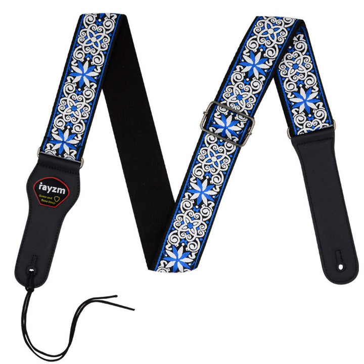 Rayzm Embroidery Guitar Strap, Jacquard Weave Cotton St