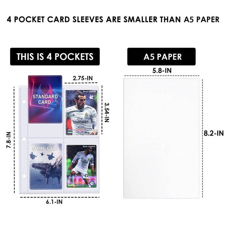 4-Pocket Baseball Card Sleeves Trading Card Binder Sleeves, 320 Pockets Double Sided Baseball Card Protectors Plastic Card Holder Fit for Trading Cards, Sport Cards (Each Page 6.1 × 7.8 inches)