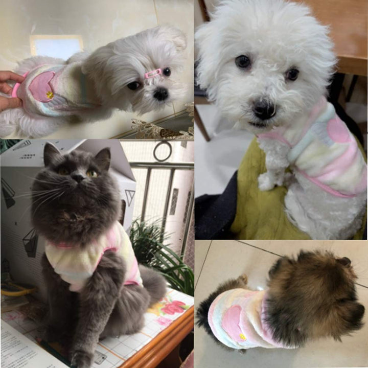 ANIAC Bunny Clothes for Rabbits Warm Kitten Vest Fleece XXXS Dog Shirt Cozy T-Shirt for Bunny Guinea Pig Ferret Puppy Mini Dog and Small Animals(XS, Heart Shape with Wing)