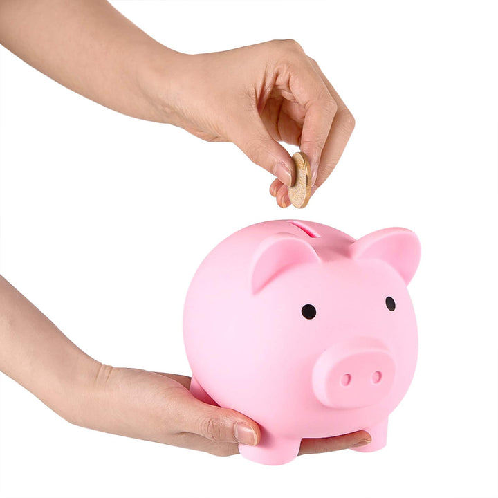 Piggy Bank, Unbreakable Plastic Money Bank, Coin Bank for Girls and Boys, Medium Size Piggy Banks, Practical Gifts for Birthday, Easter, Christmas (Pink)