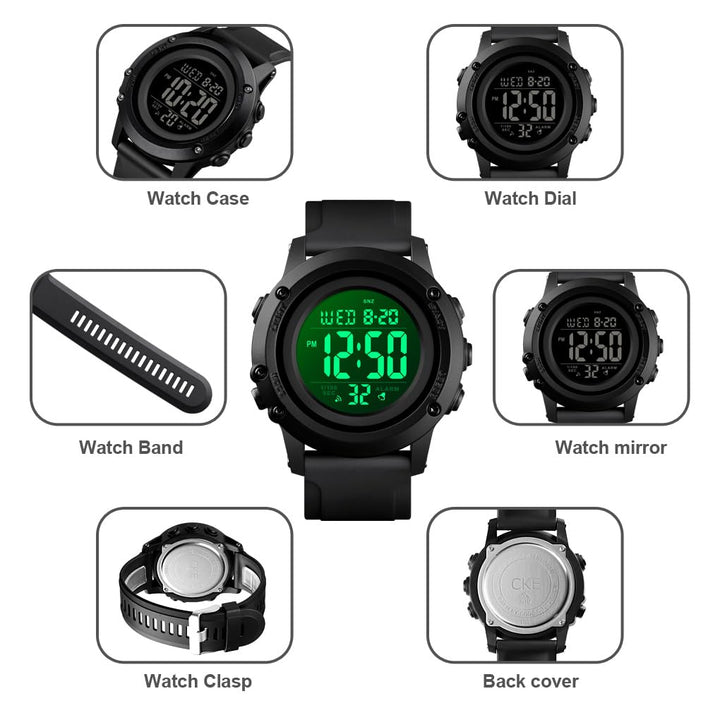 Men&#39;s Digital Sports Watch Large Face Waterproof Wrist Watches for Men with Stopwatch Alarm LED Back Light