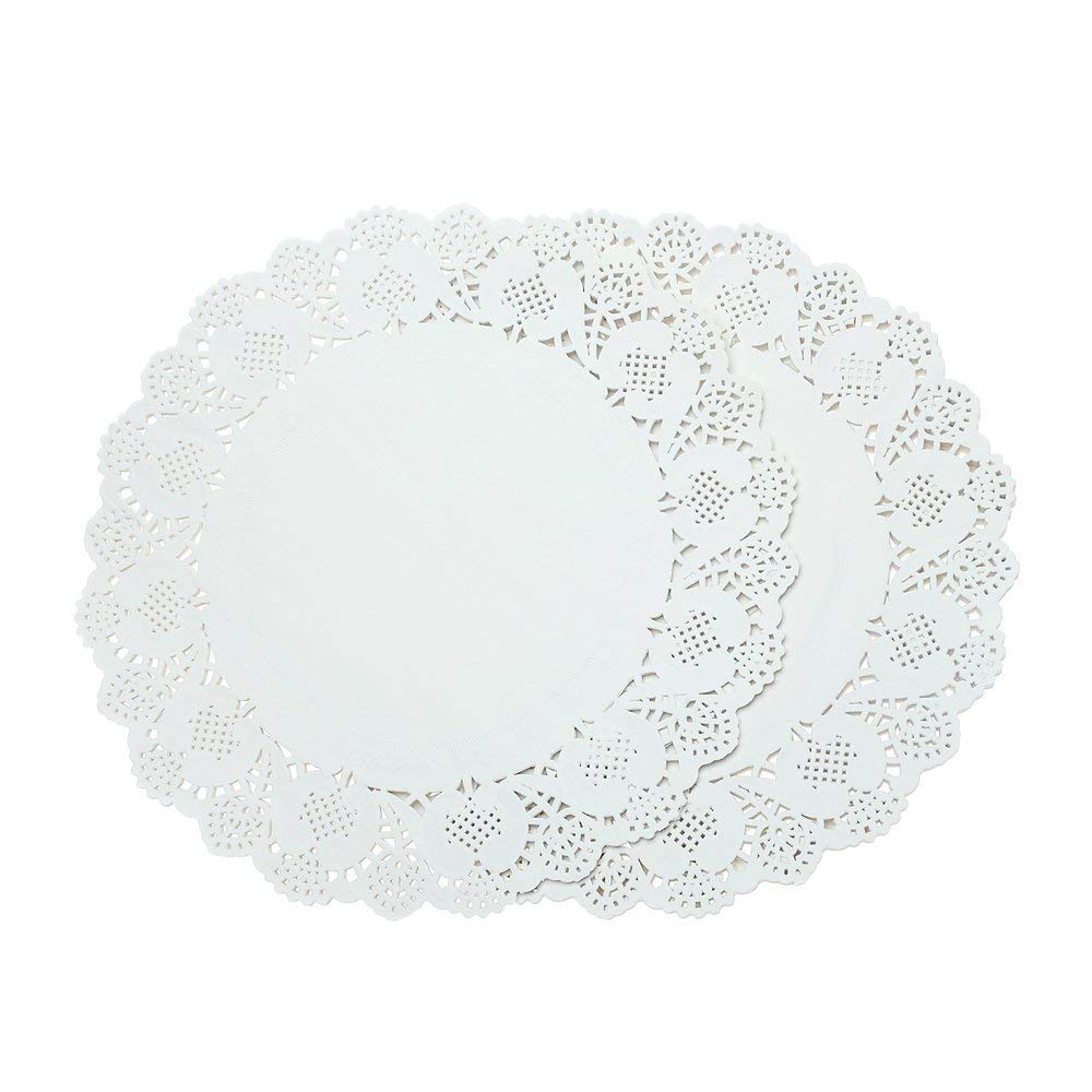 WOIWO 100 Pieces White Lace Doilies Paper,Round Paper D