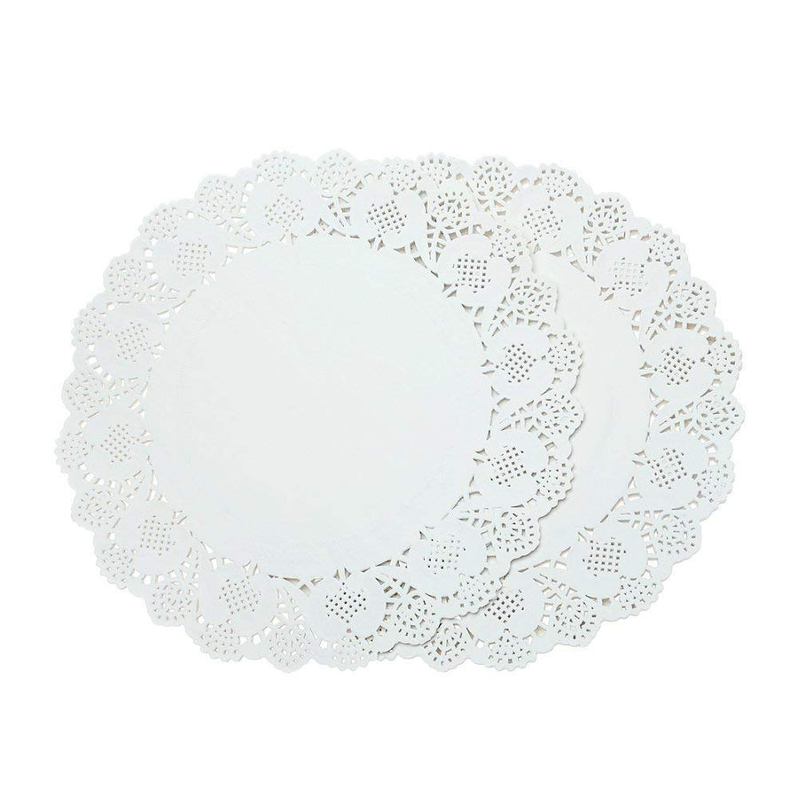 WOIWO 100 Pieces White Lace Doilies Paper,Round Paper D