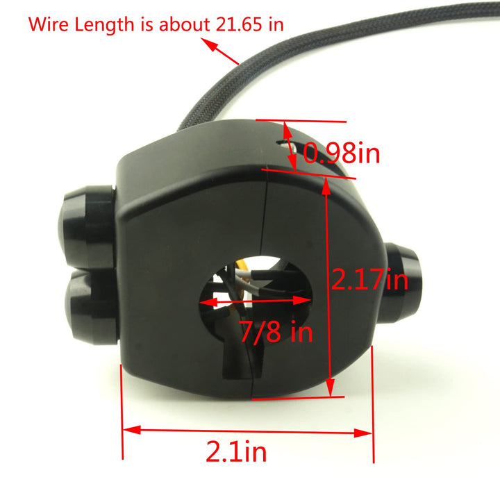 Three Buttons Motorcycle Handlebar Switch Aluminum Turn Signal Horn Headlight Starter Power Control Switch for 7/8 inch Handlebar Bobber Cafe Racer Chopper(Fit 7/8 inch Handlebars, Black)