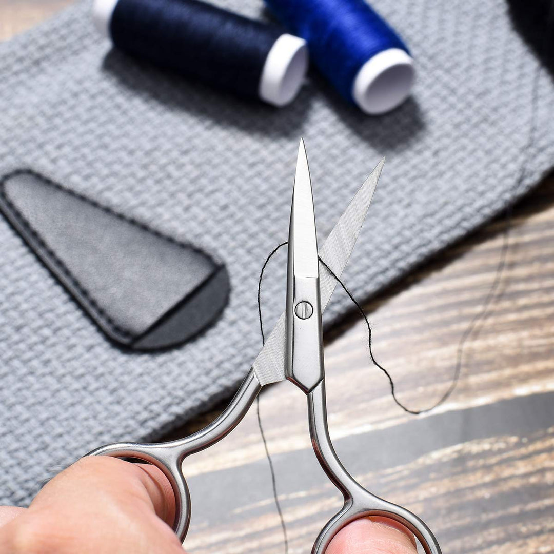 Small Facial Hair Scissors, Straight Tip Grooming Scissors for Eyebrows, Beard, Ear, Nose, Moustache Trimming Snips Beauty Kit with PU Case 3.5inch Stainless Steel