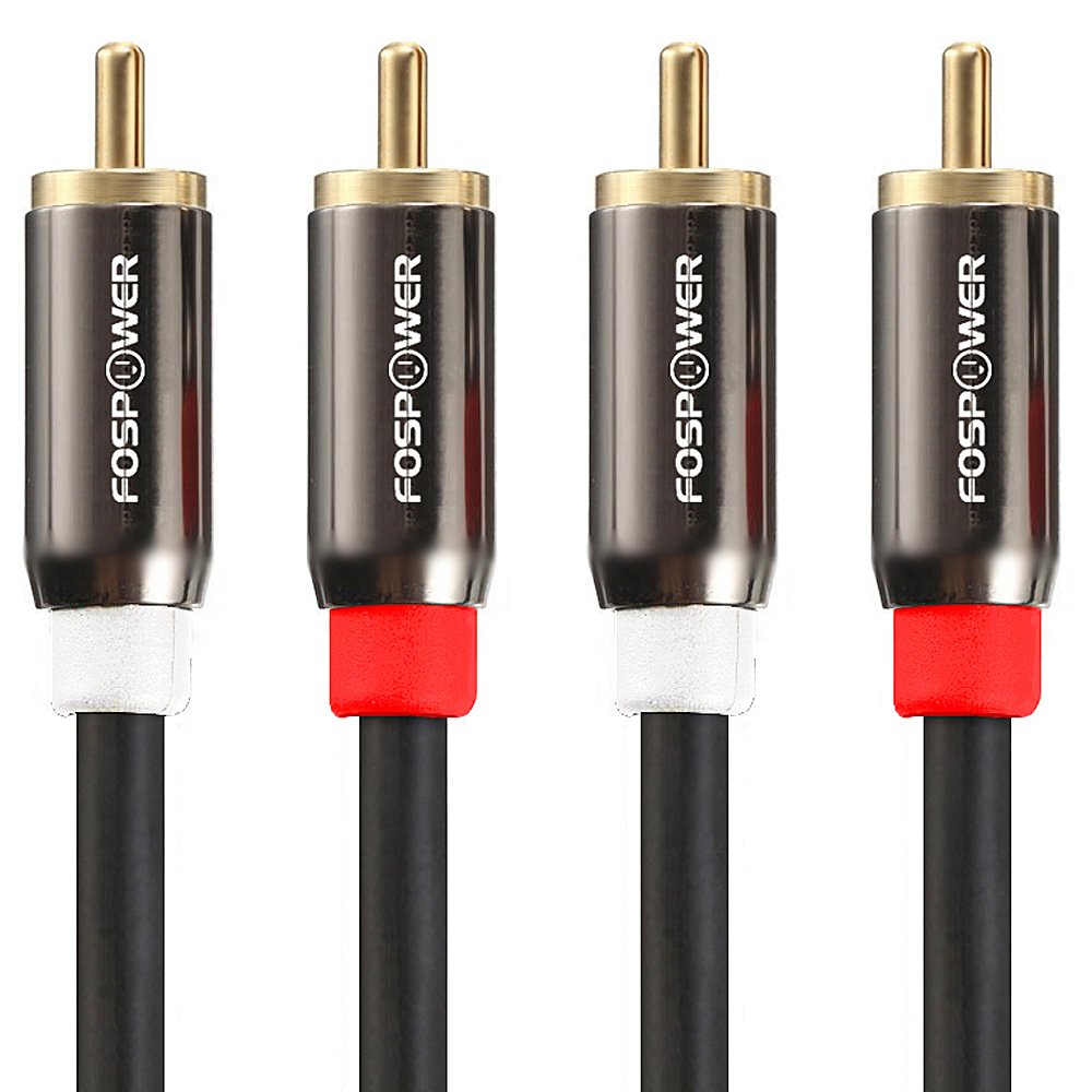 FosPower (2 Pack) 2 RCA M/M Stereo Audio Cable [24K Gol