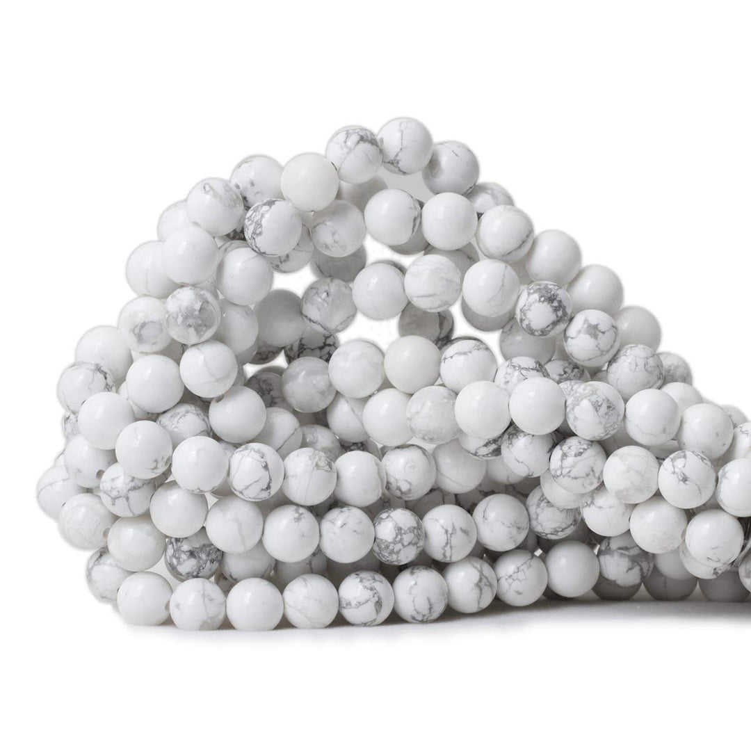 8mm 45PCS Natural White Howlite Gemstone Round Loose Stone Beads for Jewelry Making DIY Crafts Design 1 Strand 15