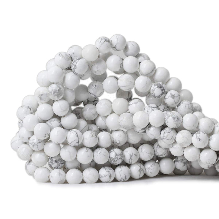 8mm 45PCS Natural White Howlite Gemstone Round Loose Stone Beads for Jewelry Making DIY Crafts Design 1 Strand 15