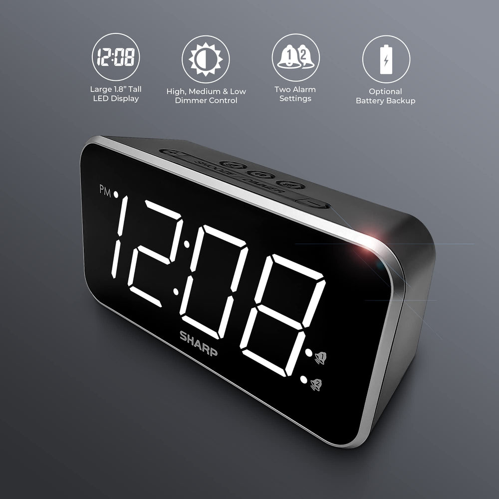 Sharp Alarm Clock Jumbo Easy to Read Display – 3 Step D