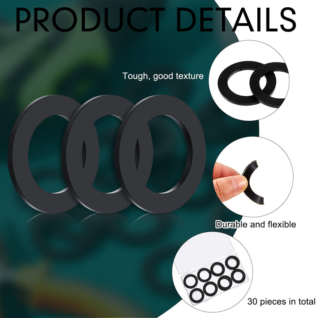 30 Pack 1-1/2 Inch Oversize Union Washer Flat Plumbing Slip Joint Washer Rubber Flat Washer Rubber Washers