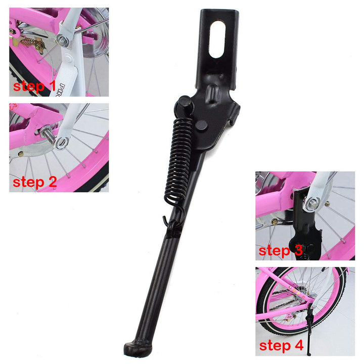 Bike Kickstand for Kid&#39;s Bicycle 14 Rear Wheel Adjustable Mounting Premium Steel Bike Stand Children Bicycle Stand Support with Torsion Spring