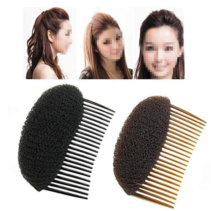 2PCS (1Black+1Brown) Bump Up Volume Hair Inserts Comb Hair Styling Tool Bumpits Bouffant Donut Bun Maker Hair Accessories