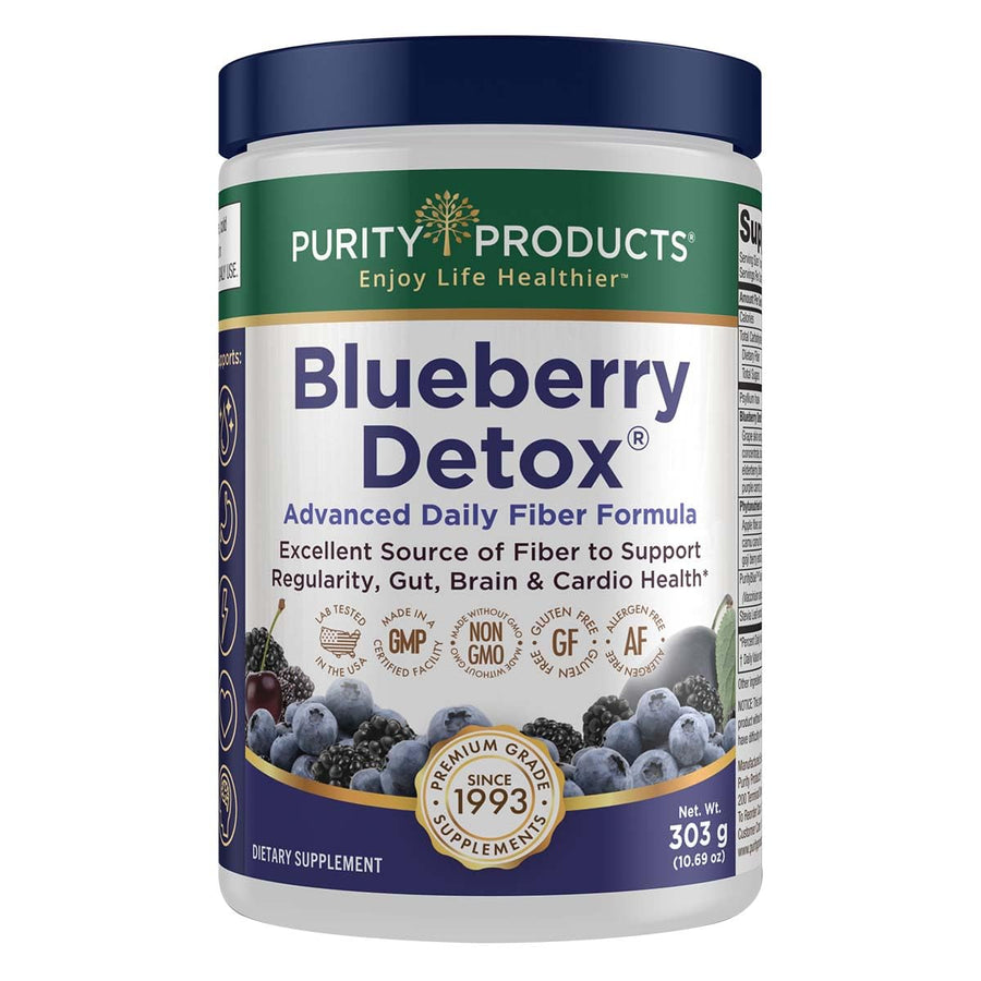 Advanced Blueberry Detox Daily Fiber Formula Featuring PurityBlue Organic Wild Blueberries - A Full 6 Grams of Detoxifying, Regularity Promoting Prebiotic Fiber - 30 Servings