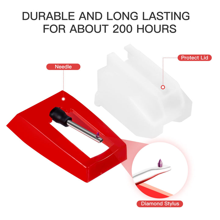 Record Player Needle, 4pcs Diamond Stylus Replacement for Suitcase Turntable, Phonograph, LP Vinyl Player