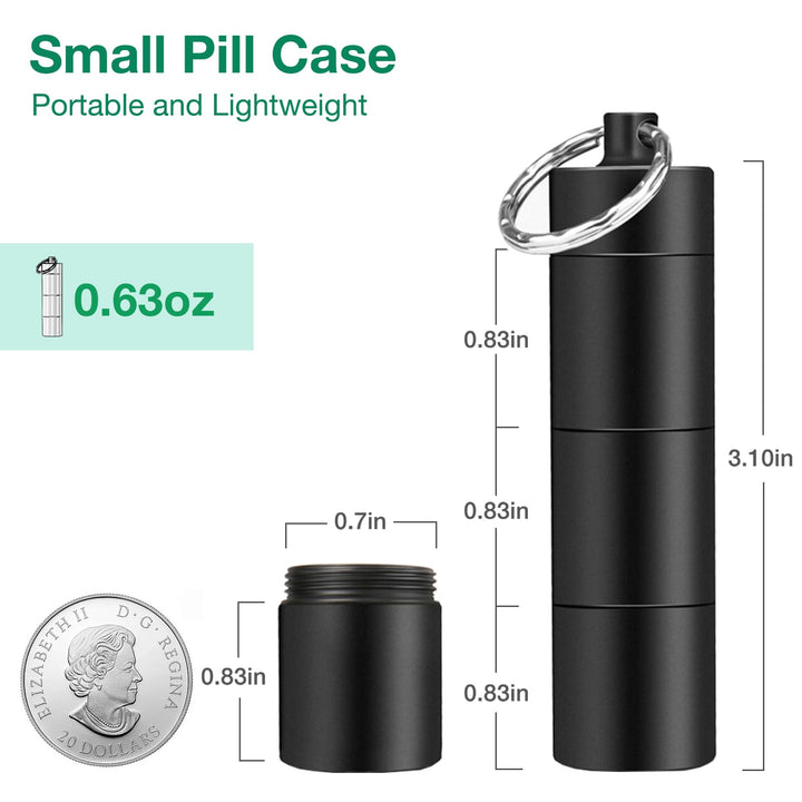 Opret Keychain Pill Holder, 3 Compartments Metal Small 