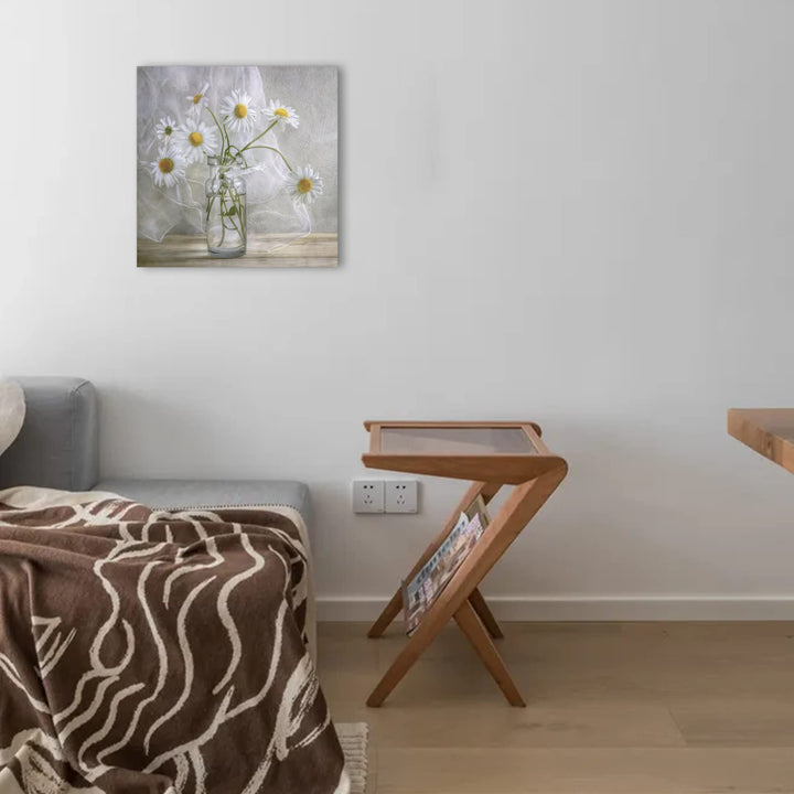 Bathroom Wall Decor Canvas White Flower Modern Wall Art for Living Room Large Size Painting Picture Artwork Wood Framed Wall Art Easy to Hang Size 20 X 20 in