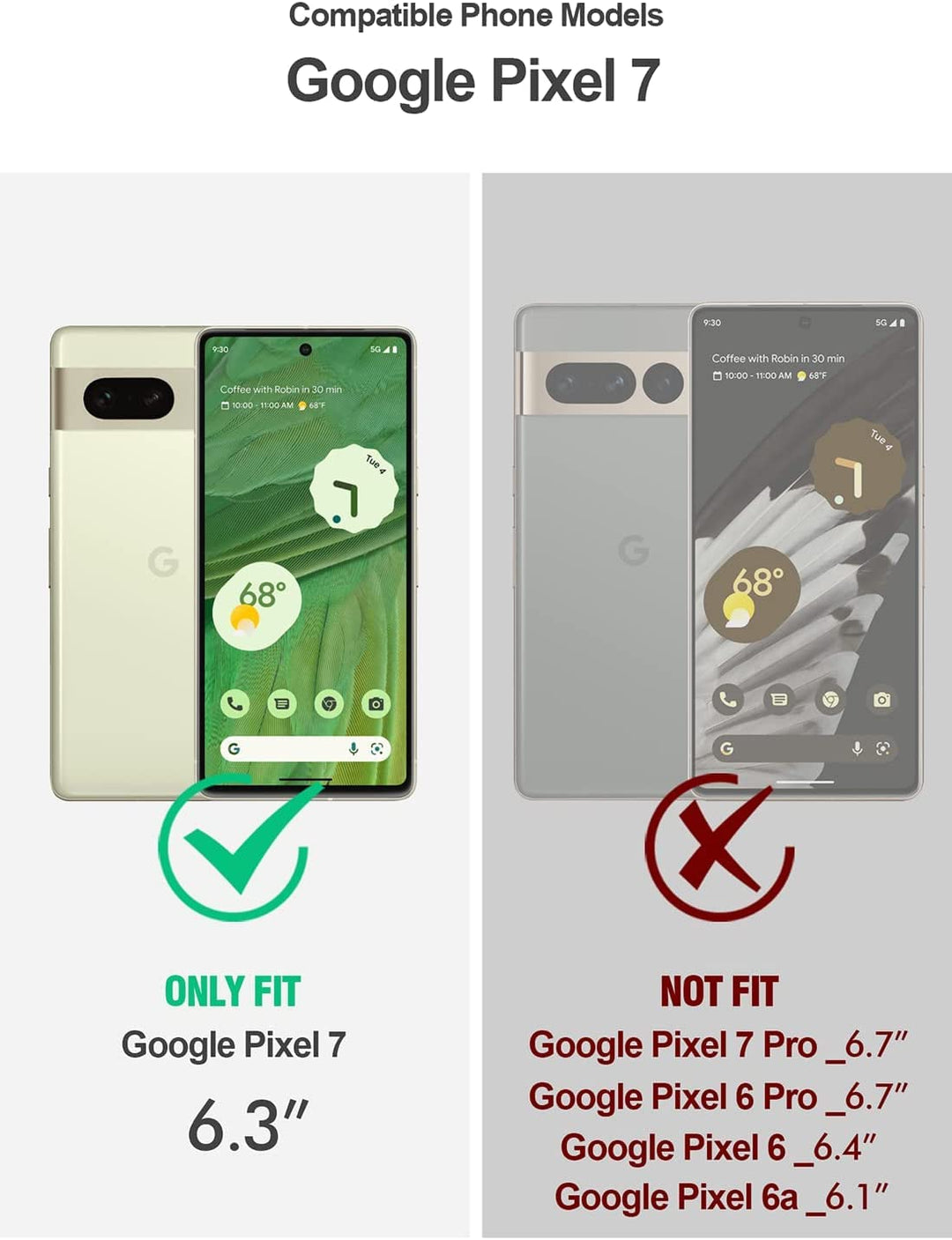 Guardian Case Compatible with Pixel 7 5G, Built-in Screen Protector Work with Fingerprint ID, Full Body Hybrid Shockproof Protective Rugged Clear Bumper Cover Case, Black/Clear