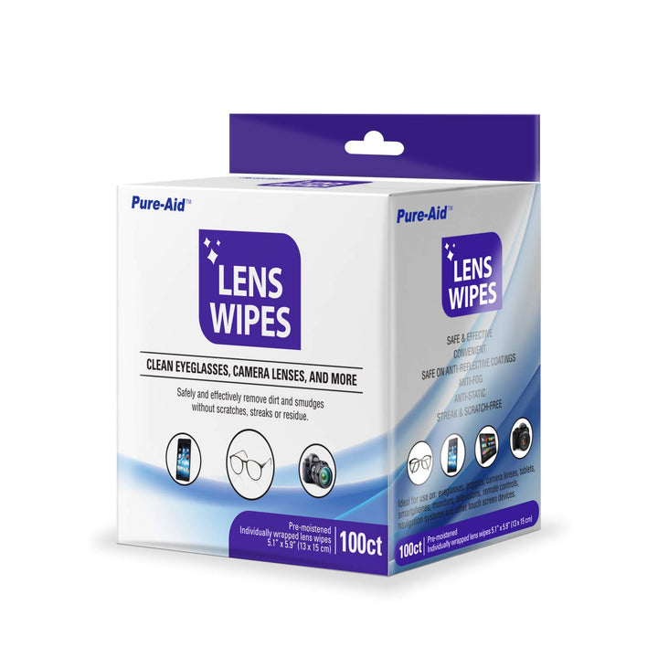 Pure-Aid Lens Wipes for Eyeglasses, Screens, and Cameras, 32 Count (1 Pack)
