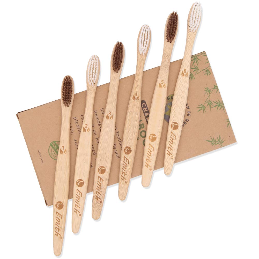 12 Pcs Bamboo Toothbrushes Biodegradable Soft Charcoal 