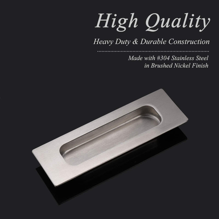 6 Pack Brushed Nickel Flush Pulls Sliding Closet Door Finger Pulls Recessed Kitchen Cabinet Handles Pulls 4-7/10(120mm) Length Square Pulls Handles for Sliding Doors Closet and Drawers