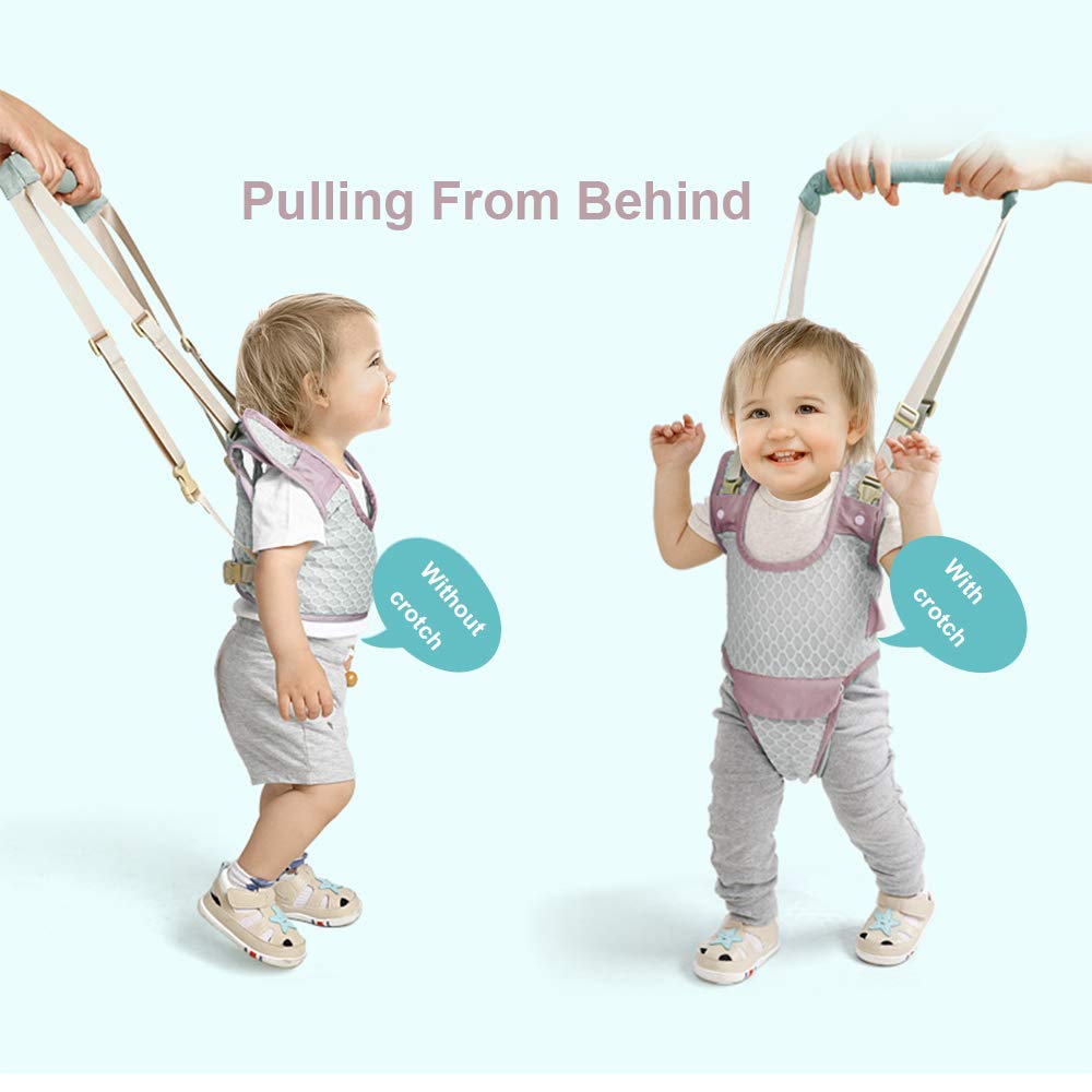 ORANGEHOME Baby Walker Toddler Walking Harness Helper and 2 Pair Knee Pads Adjustable Standing Up and Walking Learning Helper for Toddler 7-24 Months-Gray