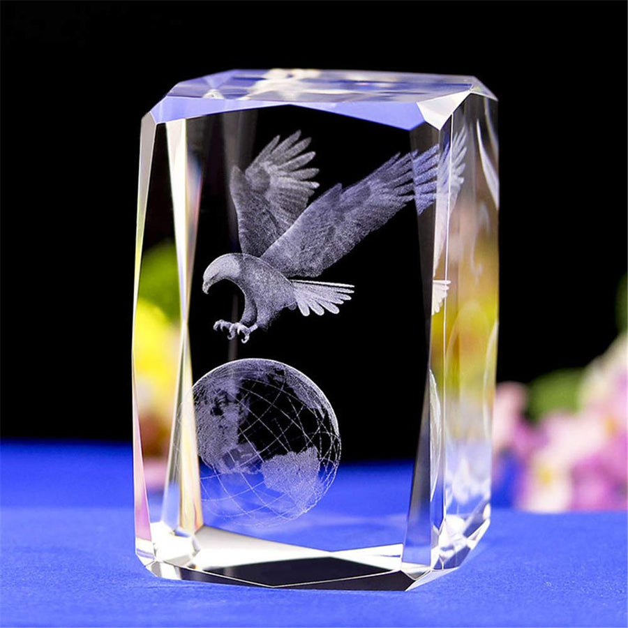 Crystal Glass Bald Eagle Statues and Figurines,3D Laser