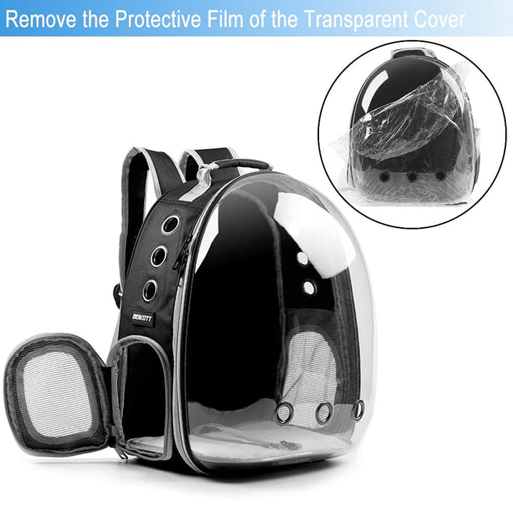 Cat Backpack Carriers, Dog Backpack, Pet Backpack for Small Cats Puppies Dogs Bunny, Airline-Approved Ventilate Transparent Bubble Backpack for Travel and Outdoor(Black)