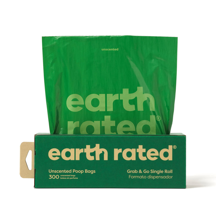 Dog Poop Bags, Thick Grab and Go Single Roll, Ideal for Backyard Pickups, Unscented, 300 Count