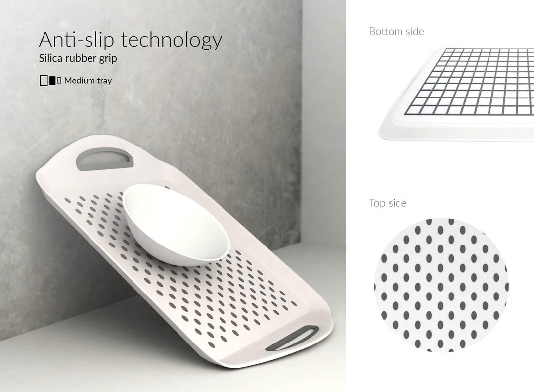 3PC Anti-Slip Food Serving Tray with Handles 17.9 + 15.7 + 13 Dinner Trays for Lap + Small Drink Tray | Breakfast Tray | Bed Tray | Food Tray | Lap Trays for Eating | Serving Trays