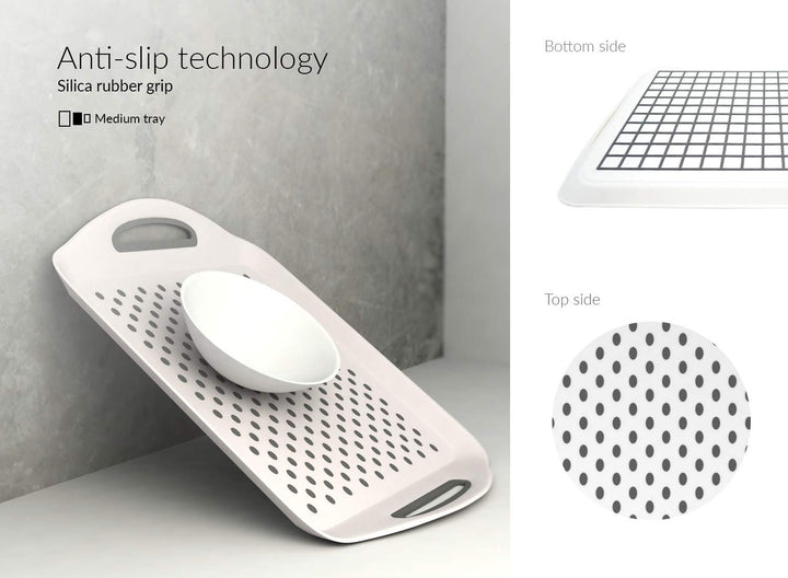 3PC Anti-Slip Food Serving Tray with Handles 17.9 + 15.7 + 13 Dinner Trays for Lap + Small Drink Tray | Breakfast Tray | Bed Tray | Food Tray | Lap Trays for Eating | Serving Trays