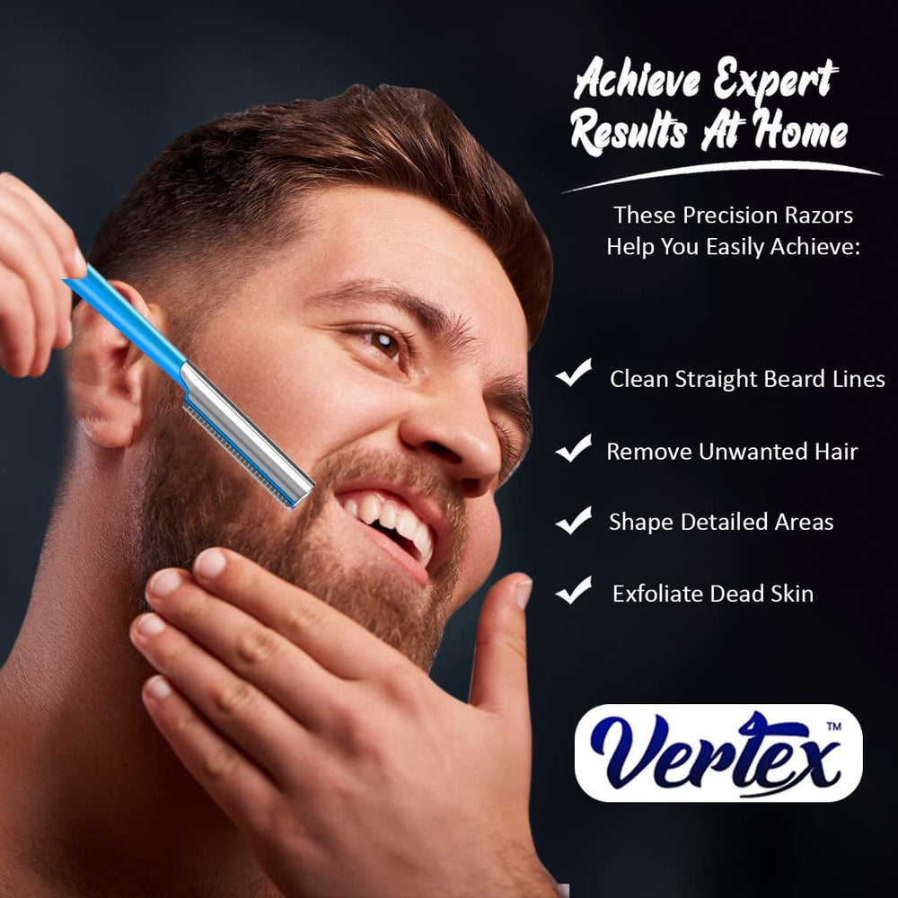 Star Mens Beard Shaping Tool Mustache Edging Razor Best for Eyebrow Perfect Lines Straight-Edge-Barber-Razor PERFECT TRAVEL 3-Pack for Facial Hair Grooming