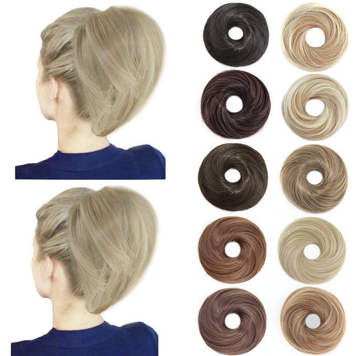 Tousled Synthetic Hairpiece Scrunchies Straight Elastic Updo Scrunchy Bun For Women