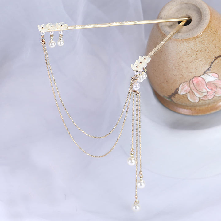 Pearl Tassel Hairpin Hair Chopsticks Vintage Chinese Style Hair Stick Chignon Headwear Wedding Costume Hanfu Cheongsam Hair Making Accessories #6