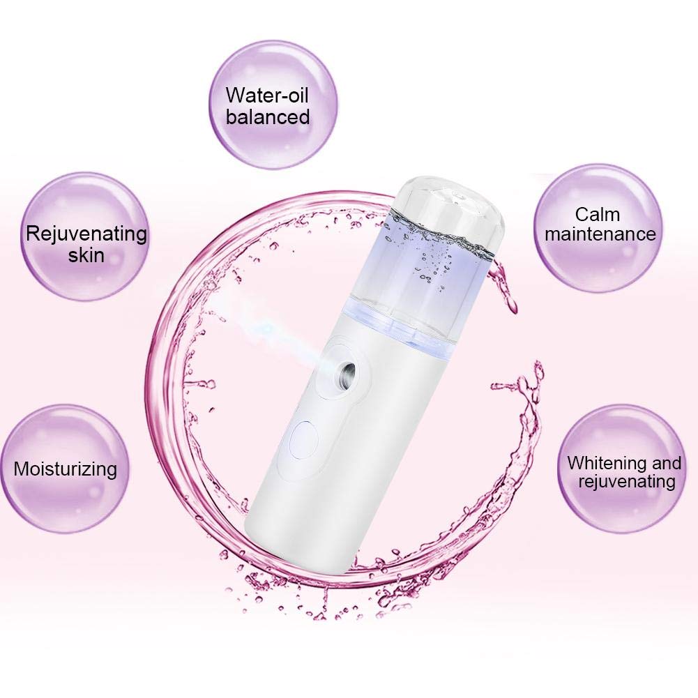Facial Mister Portable Handy Face Mist Sprayer Professional Mini Humidifier Facial Steamer Moisturizing and Hydrating Spa Beauty Device