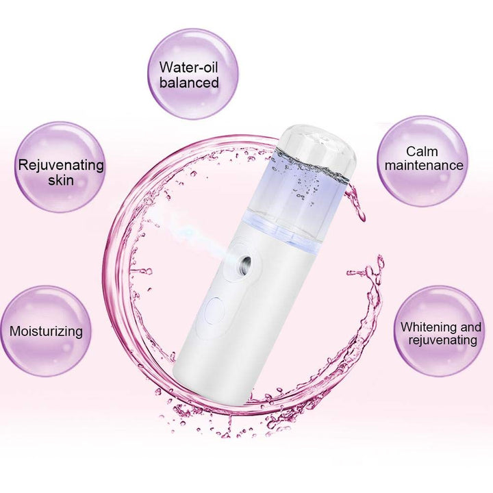Facial Mister Portable Handy Face Mist Sprayer Professional Mini Humidifier Facial Steamer Moisturizing and Hydrating Spa Beauty Device
