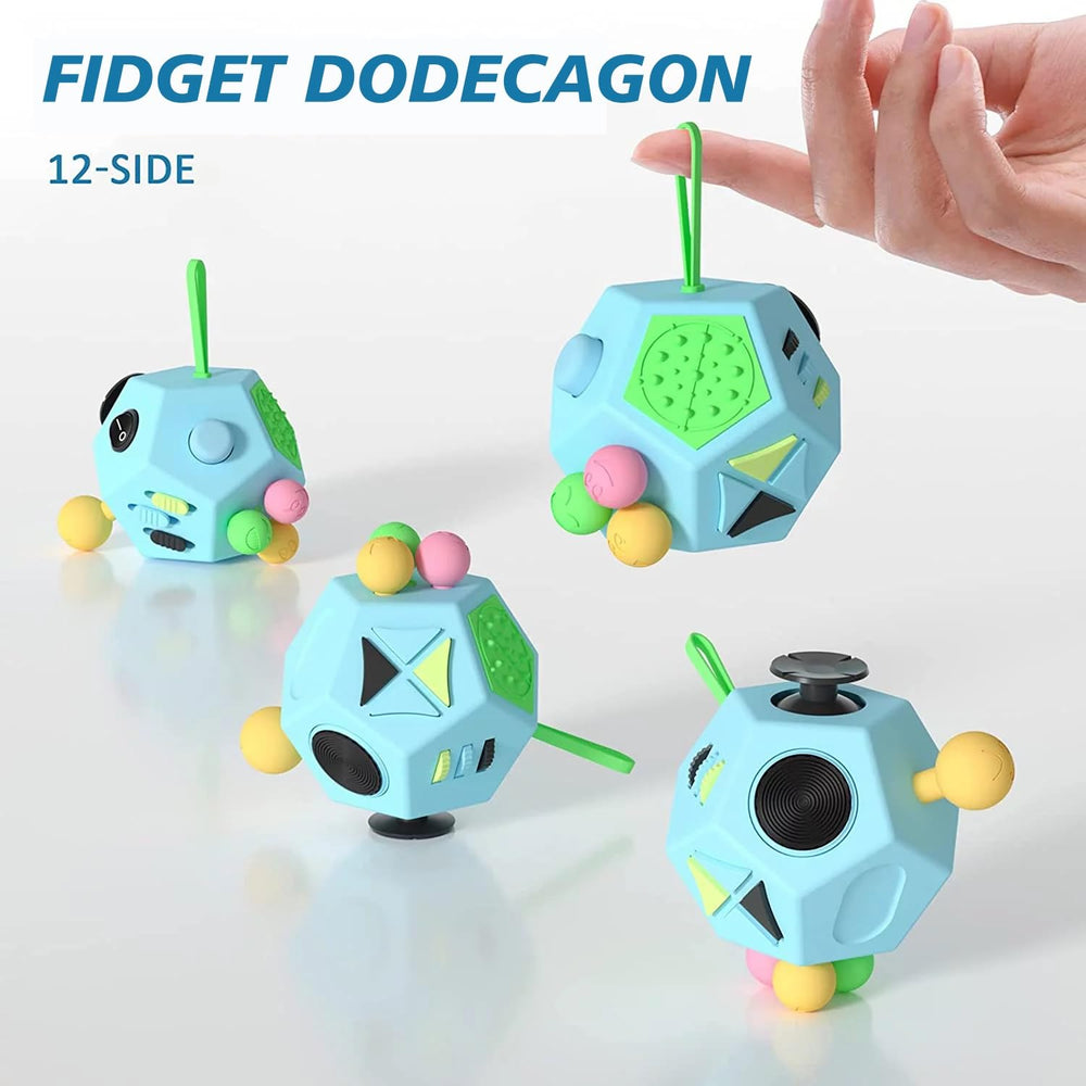 Fidget Dodecagon -12-Side Fidget Cube Relieves Stress and Anxiety Anti depression cube for Children and Adults with ADHD ADD OCD Autism (B3 Blue sky)